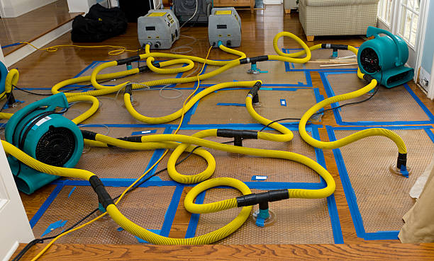 Professional Flood Damage Restoration technician working in Cumberland, IN